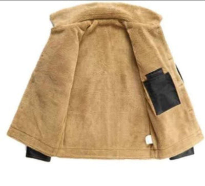 Faux Leather Lined Bomber Jacket - Flying Jacket