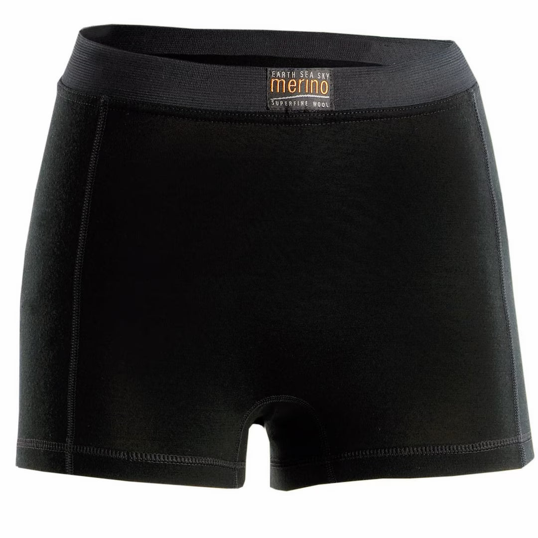 Black merino wool underwear on a white background