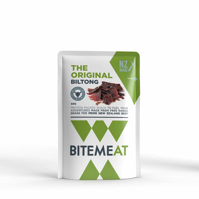 Biltong packaging with 'The Original Biltong' branding on a white background