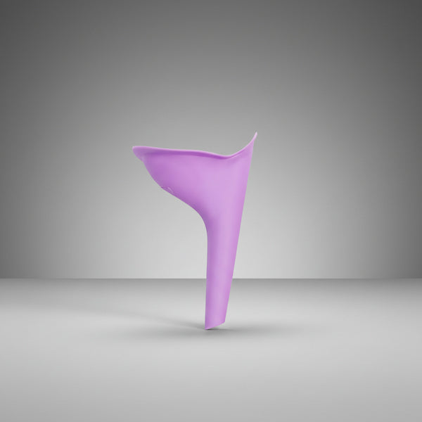 Purple menstrual cup on a gray background