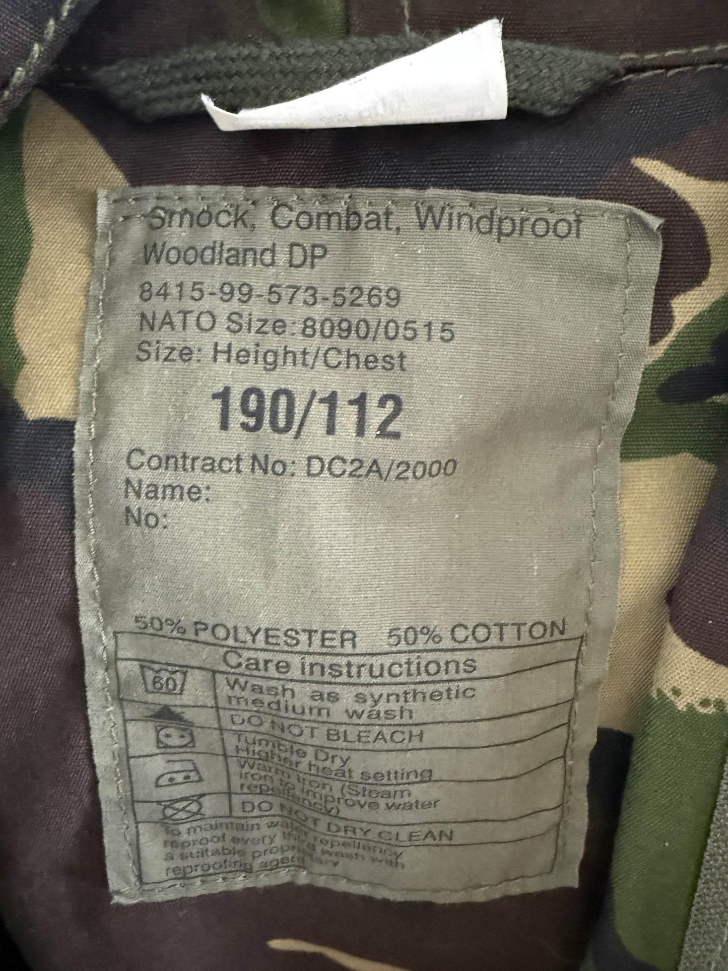Ex. British Army - Windproof Smock DPM Jacket 190/112 - As New