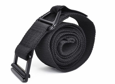 Black belt with a buckle on a white background
