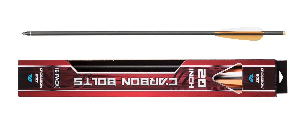 Archery carbon bolts with packaging on a white background
