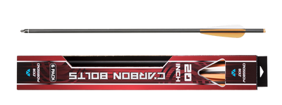 Archery carbon bolts with packaging on a white background