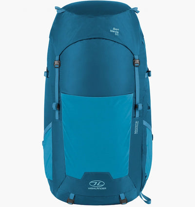 Blue highlander backpack on a white background