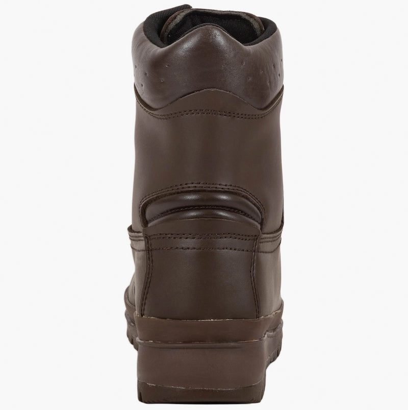 Brown leather boot on a white background