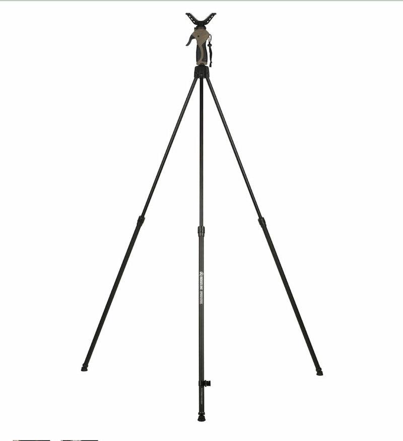 Black tripod on a white background