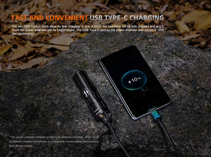 USB Type-C charging device with smartphone on a stone surface