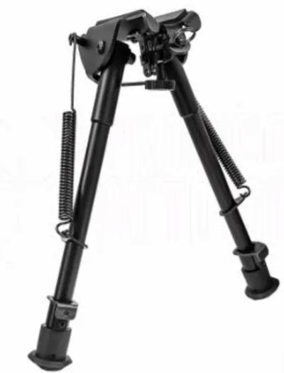 Black adjustable bipod on a white background