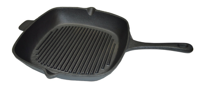 Cast Iron Skillet Grill Pan Ribbed Bottom Square 29x29cm