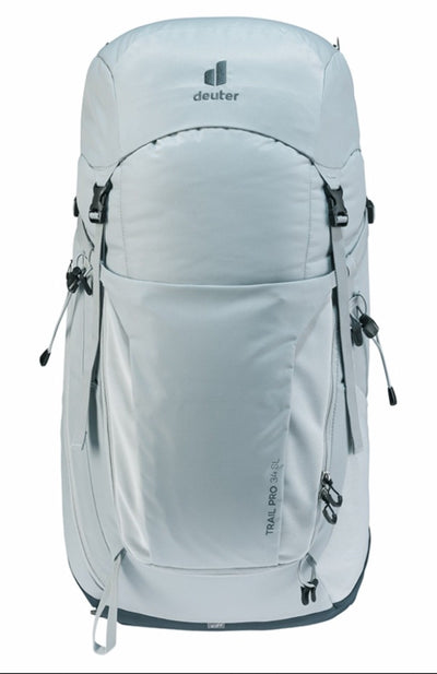 Gray backpack with Deuter logo on a white background