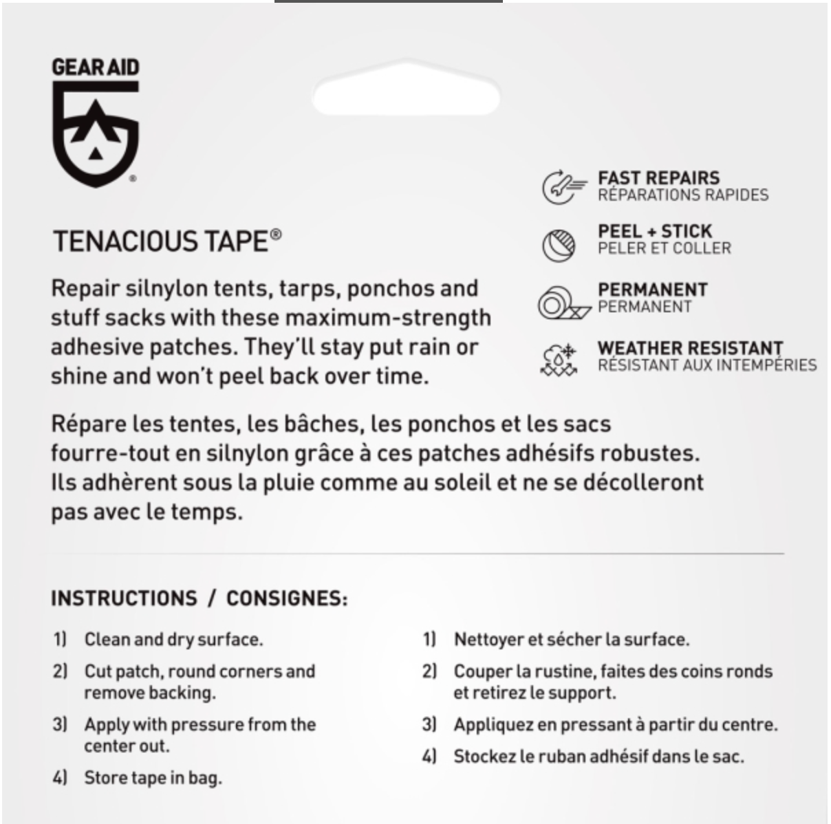 Gear Aid Tenacious Tape Silnylon Patches 7.6x12cm