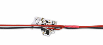 Electronic component with wires on a white background