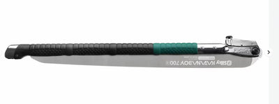 Pneumatic impact wrench with black and green handle on a white background