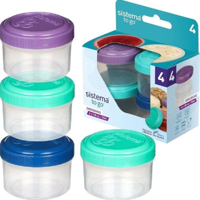 4 little plastic containers