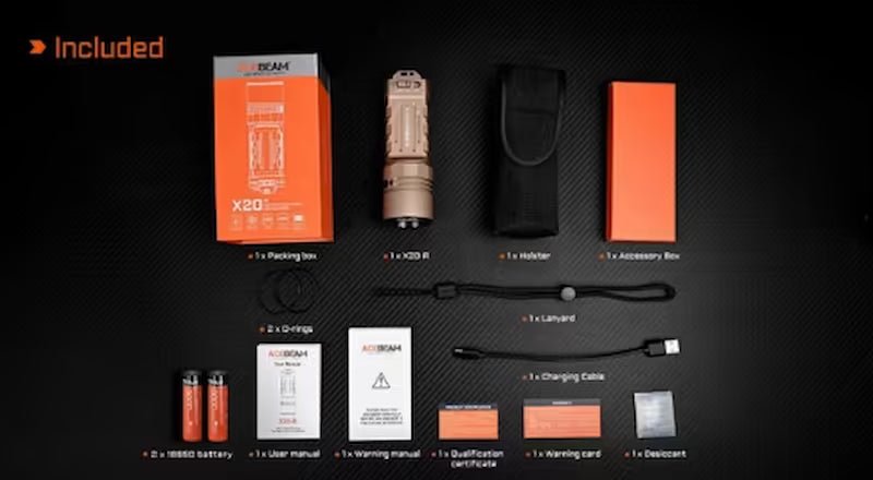Acebeam X20-R Tactical Flashlight 3 Modes