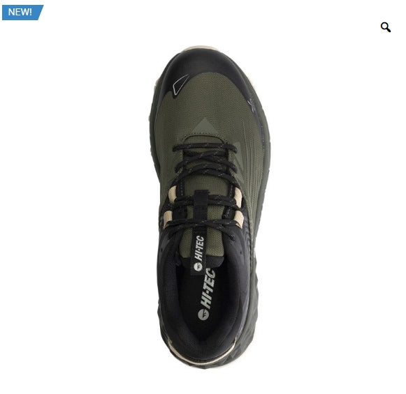 Hitec lightweight tramping boot, green with black trim, top view