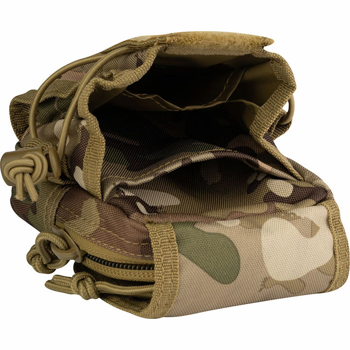 Camouflage pouch with drawstring on a white background