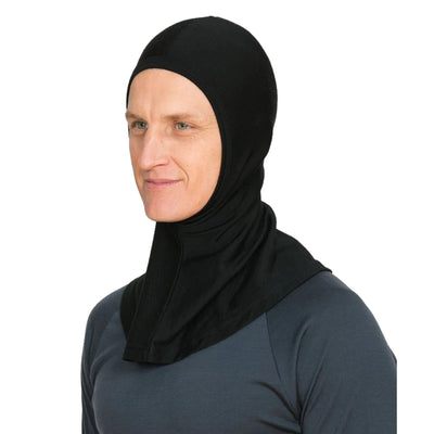 black merino balaclava worn by a man