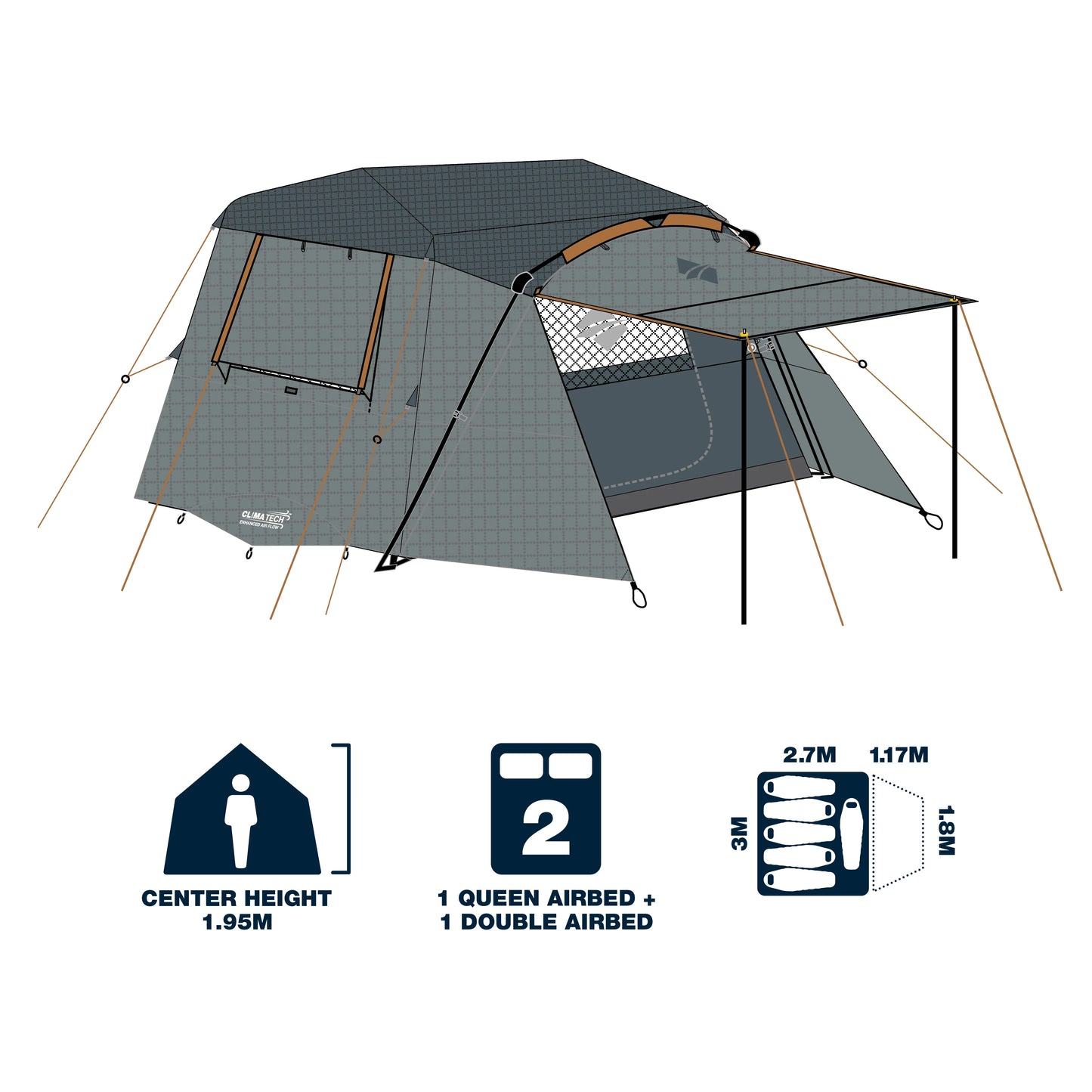 OZtrail - Fast Frame Blockout Lumos 6 Person Tent
