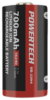 PowerTech - Rechargeable Lithium 3.7V 700mAh 16340 Battery