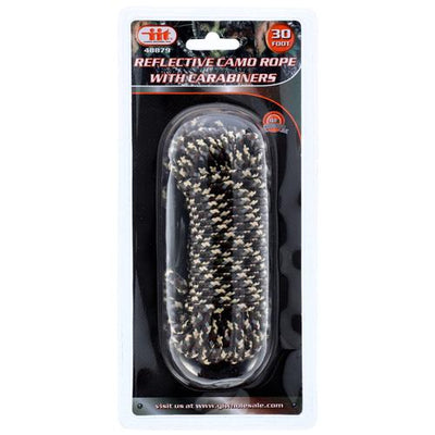 Reflective camo rope with carabiners - 30 Foot