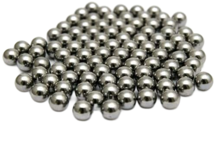 A collection of silver-colored 8mm balls, likely to be used as BBs for a crossbow.