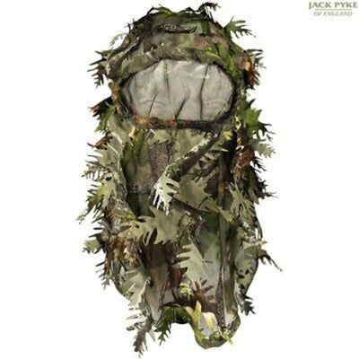 Jack Pyke LLCS 3D Balaclava with English Oak Evolution camouflage leaves and a mesh veil over the face.