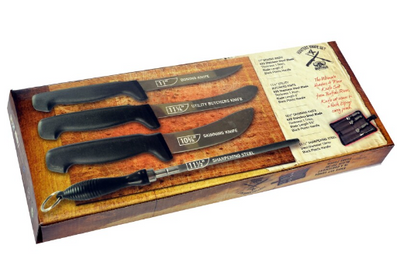 Buffalo River - Hunters  4 Pce Knife Set with Steel  in a Cordura Zippered Case