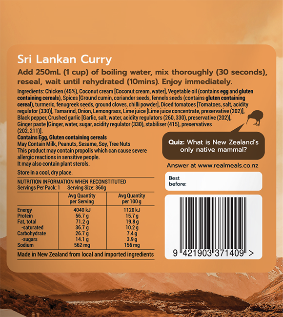 Real Meals - Sri Lankan Curry