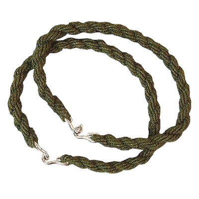 A set of two green twisted elastic bands with metal hooks, designed to be worn around the ankles of combat trousers.