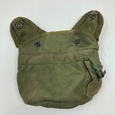green used army canteen pouch on a white background