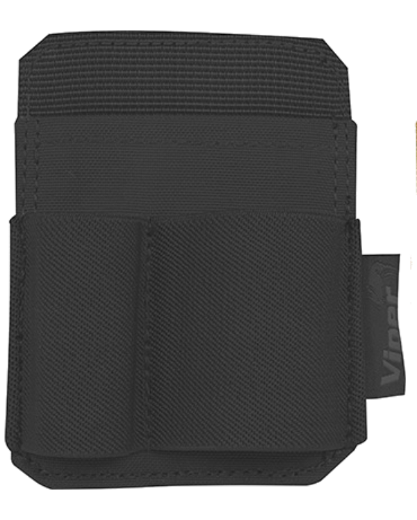 Black tactical pouch with Velcro closure on a white background