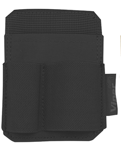 Black tactical pouch with Velcro closure on a white background