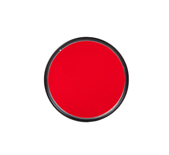 A red screw-on filter for torches, appearing circular and red in color with a metallic ring around the edge.