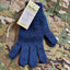 Blue glove with a tag on a camouflage background