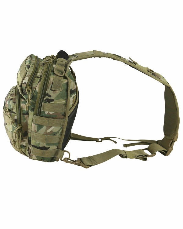 Camouflage backpack on a white background