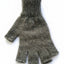 Pair of gray fingerless gloves on a white background