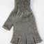 Gray knitted fingerless glove on a white background