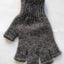 Gray knit gloves on a white background