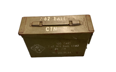 Ammo can with text and markings on a white background