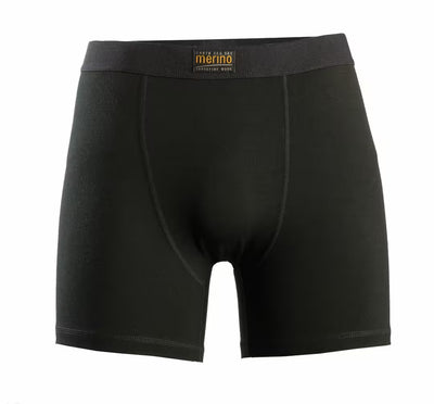 Black merino wool underwear on a white background
