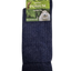 Dark blue socks with a Merino Possum label on a white background