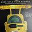 Turbopan prospecting starter kit with yellow bag, pan, shovel, and vial on a black background
