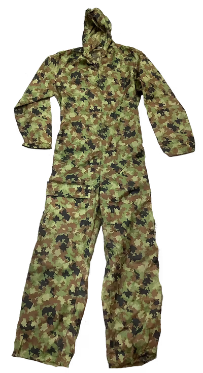 Camouflage snowsuit on a white background