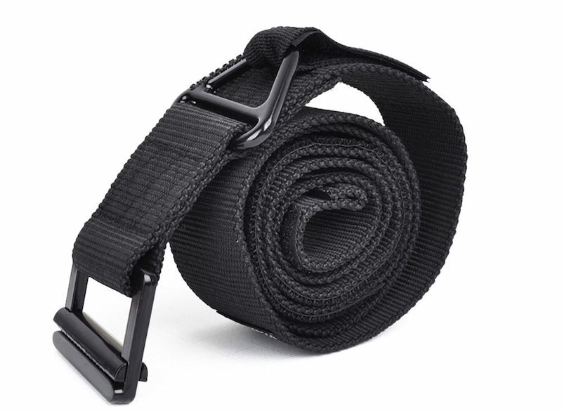 Black belt with a buckle on a white background