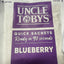 Uncle Toby's blueberry quick sachets packaging with purple label.