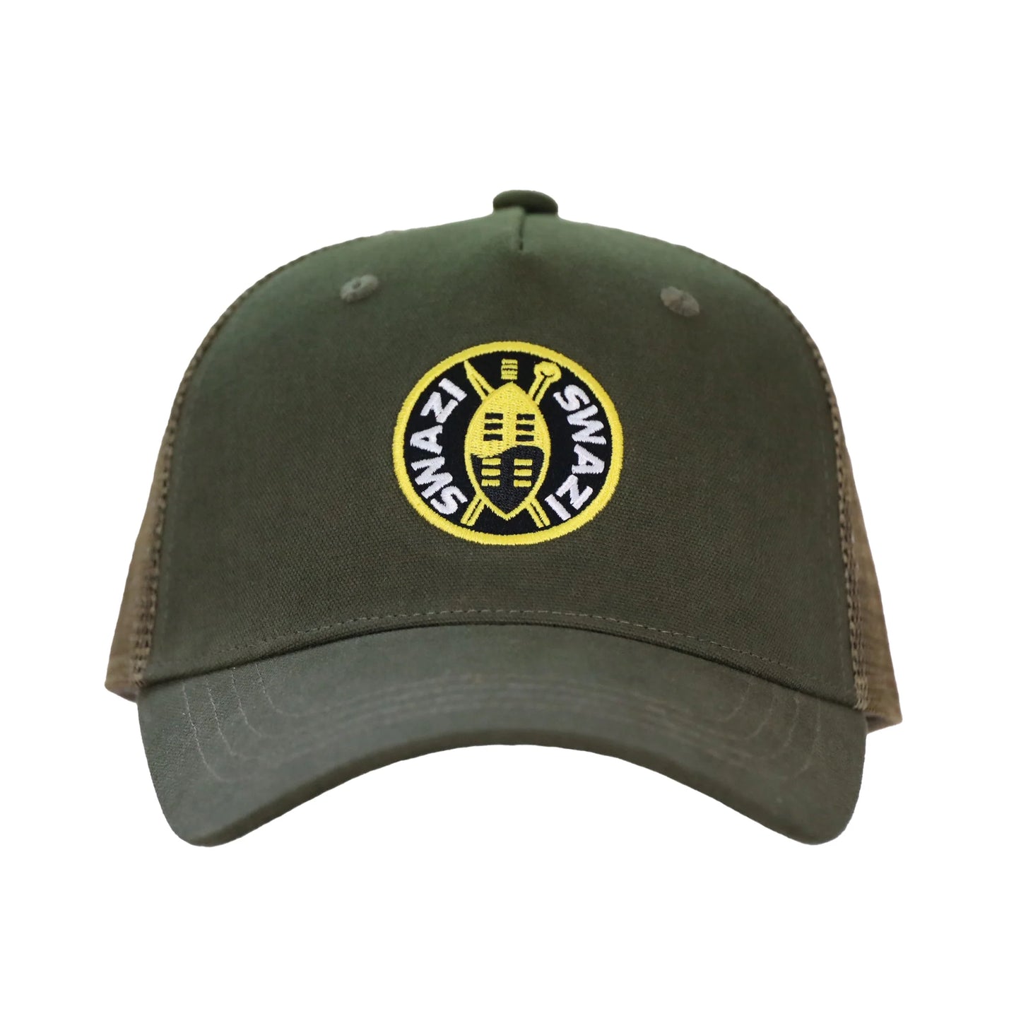 Green cap with a yellow logo on a white background