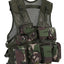Camouflage tactical vest with multiple pockets on a white background