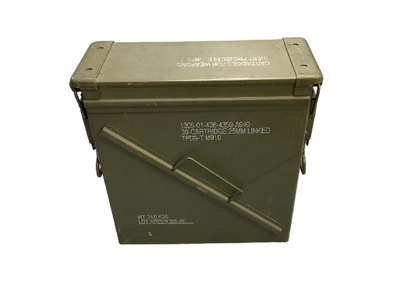 Green military ammunition box on a white background